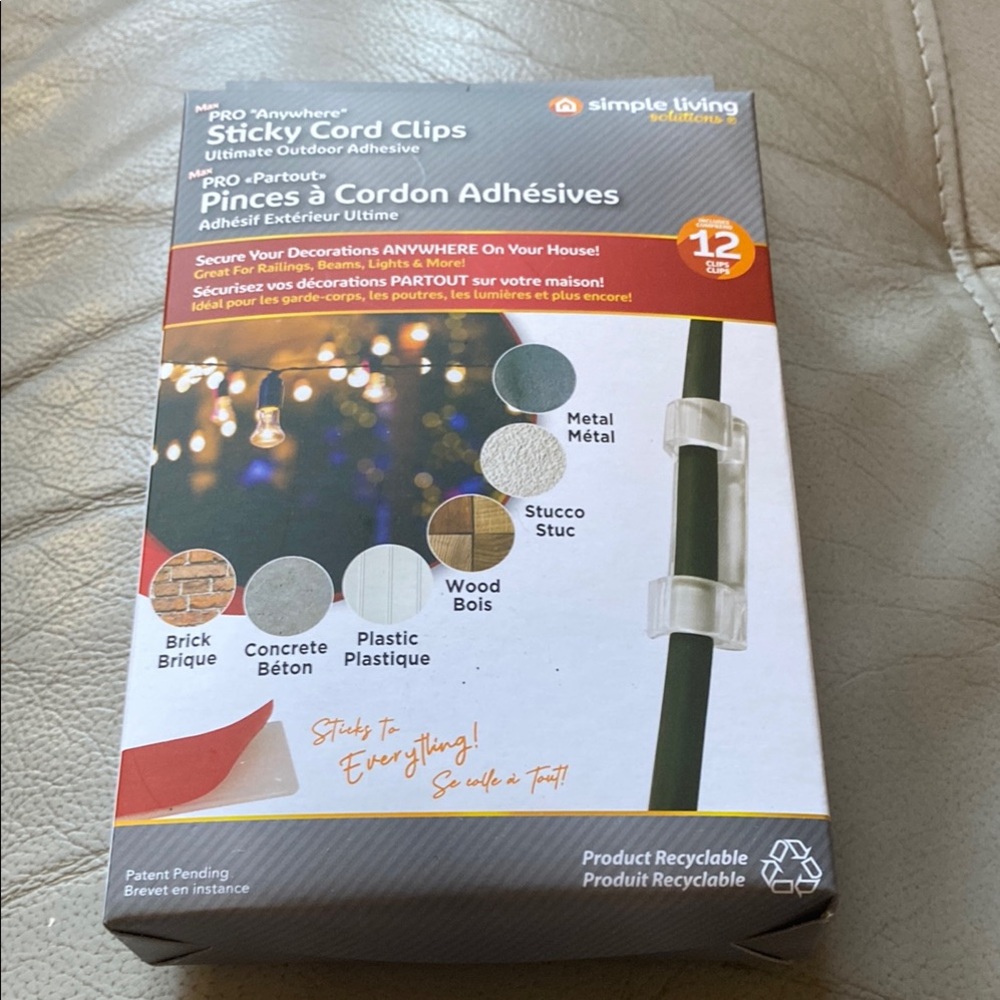 Sticky Cord Clips - White
